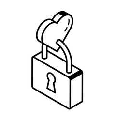 A Love Lock Line Isometric Icon