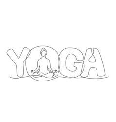 Yoga One Line Drawing On White Background