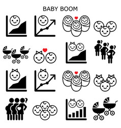 Baby Boom Baboomer Generation Icons Set