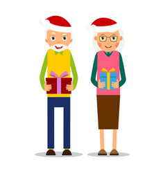 Christmas Elderly Older Couple With Presents