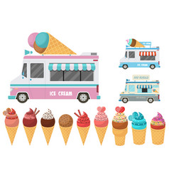 Cone Ice Cream And Car Clipart Design