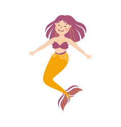 Mermaid With Wavy Purple Hair Floating Underwater