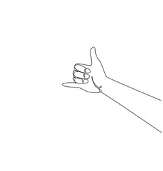 Single Continuous Line Drawing Shaka Sign Gesture