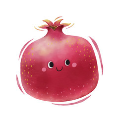 Watercolor Cute Pomegranate Cartoon Character