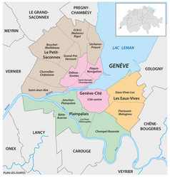 Administrative Map Of The Swiss City Of Geneva