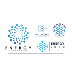 Set Of Globe Technology Logo With Molecule And