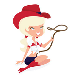 Cartoon Retro Cowgirl Pinup Girl