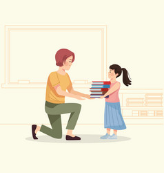 Little Schoolgirl With Teacher