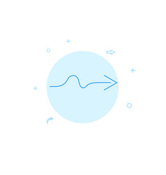 Squiggly Waved Winding Arrow Flat Icon Filled