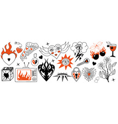 Y2k Goth Aesthetic Stickers Tattoo Art Elements