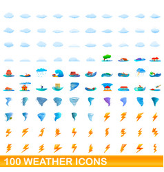 100 Weather Icons Set Cartoon Style