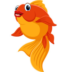 Cute Golden Fish Cartoon Isolated On White