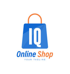 Iq Letter Logo Design With Shopping Bag Icon