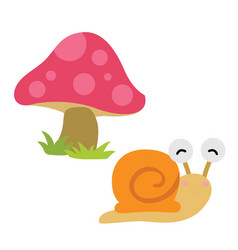 Mushroom Cute Snail Clipart