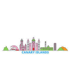 Spain Canary Islands Line Cityscape Flat