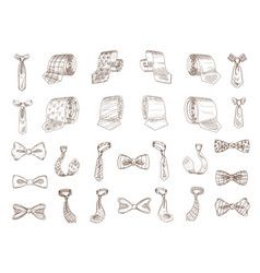 Stylish Monochrome Neckwear Items Hand Drawn