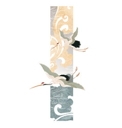 Crane Birds Chinese Cloud Pattern Element