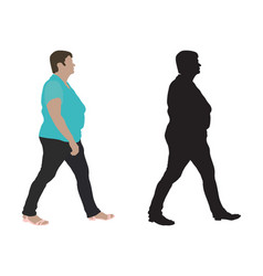 Fat Woman Going And Silhouette Side View