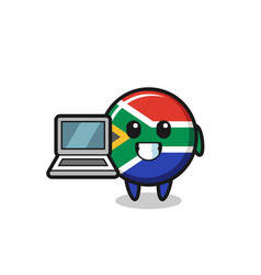 Mascot Of South Africa With A Laptop