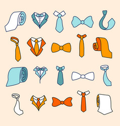 Stylish Colorful Neckwear Items Hand Drawn