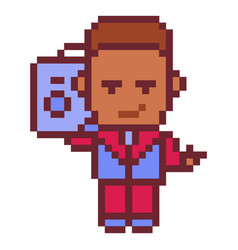 Boy With Boombox Pixel Art High Quality