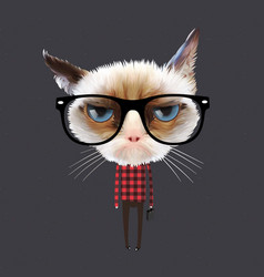 Cute Hipster Grumpy Cat Concept Image