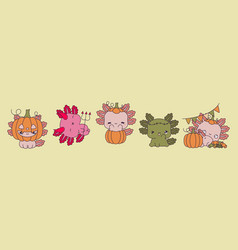 Set Of Kawaii Halloween Axolotl Collection