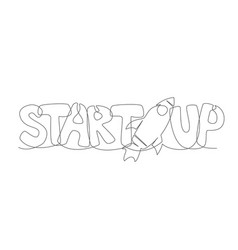 Startup One Line Drawing On White Background