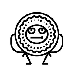 Cookie Dessert Character Line Icon