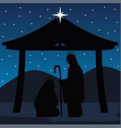 Nativity Joseph And Mary In Stable Silhouette