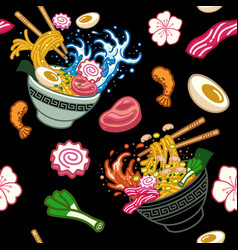 Seamless Japanese Ramen Noodle Pattern