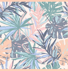 Hand Drawn Tropical Leaves Background Tropics