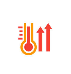 Rising Temperature Icon On White