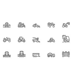 Agricultural Machinery Line Icons Set