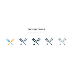 Crutches Couple Icon In Different Style Two