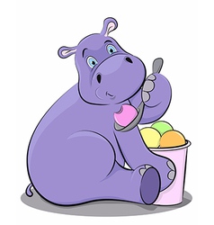 Funny Hippo Eating Ice Cream