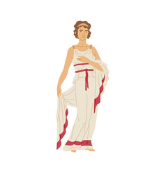 Roman Woman In White Toga - Female Cartoon