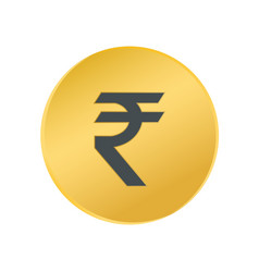 Rupee Sign Gold Coin Isolated