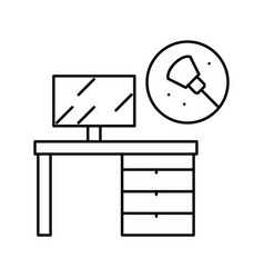 Working Place Table Cleaning Line Icon