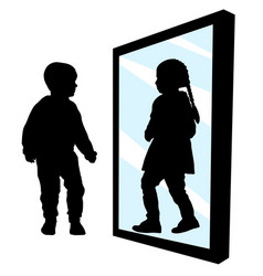 Boy Sees A Girl In Reflection Mirror