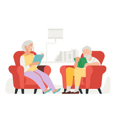 Senior Readers Old Couple Reading Books