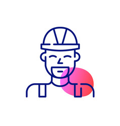 Smiling Bearded Construction Worker In A Hard Hat