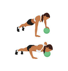 Woman Doing Single Arm Medicine Ball Push Up Exerc