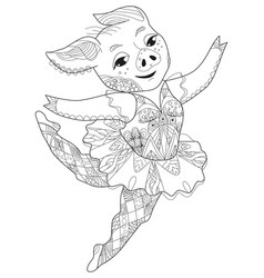 Entangle Stylized Pig Ballerine Hand Drawn