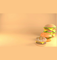 3d Rendering Multiple Size Of Hamburger Fast