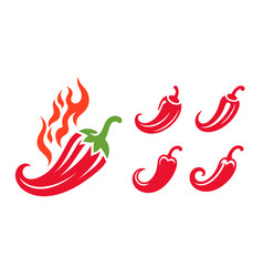 Chili Peppers Icons Set Flat Logo Style