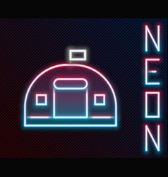 Glowing Neon Line Military Barracks Station Icon