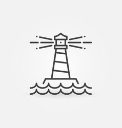 Lighthouse In The Ocean Outline Concept