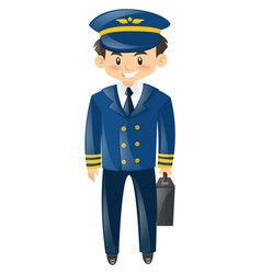 Pilot in uniform with briefcase Royalty Free Vector Image