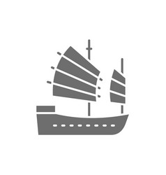 Asian Junk Boat Hong Kong Ship Grey Icon